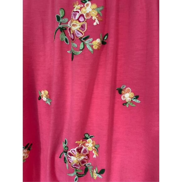 New Fig and Flower Coral Button Up Embroidery Blouse Sz L - Picture 8 of 12